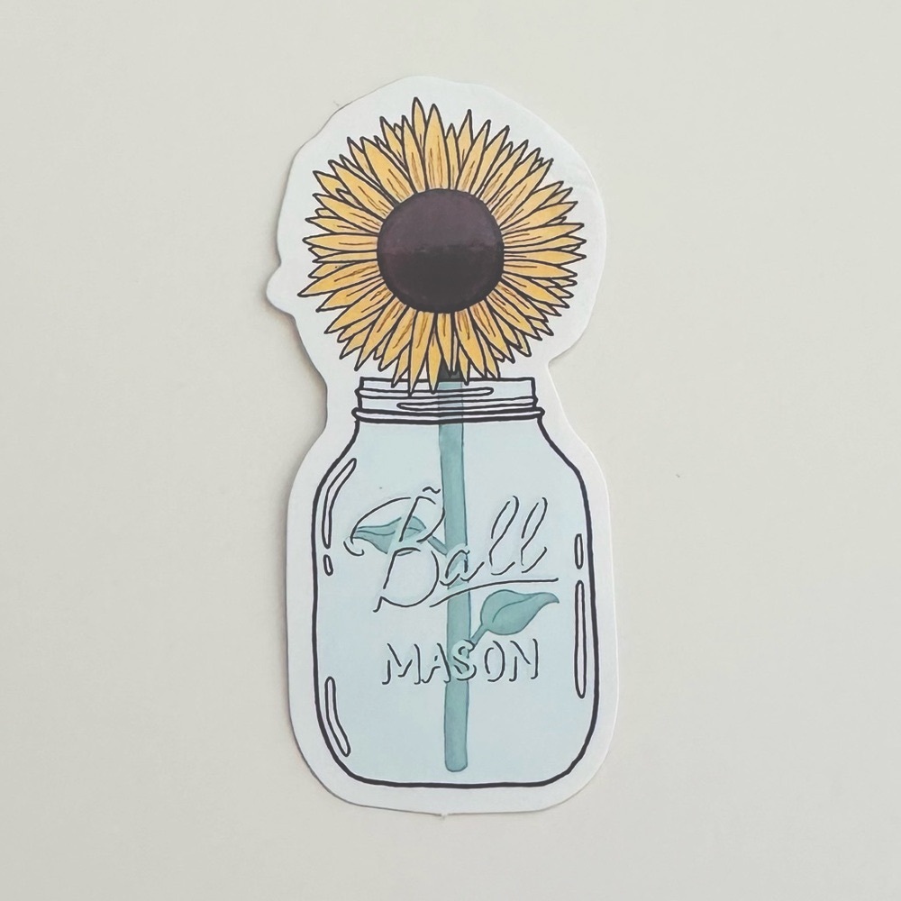 10/$10 Sunflower In Mason Jar Sticker